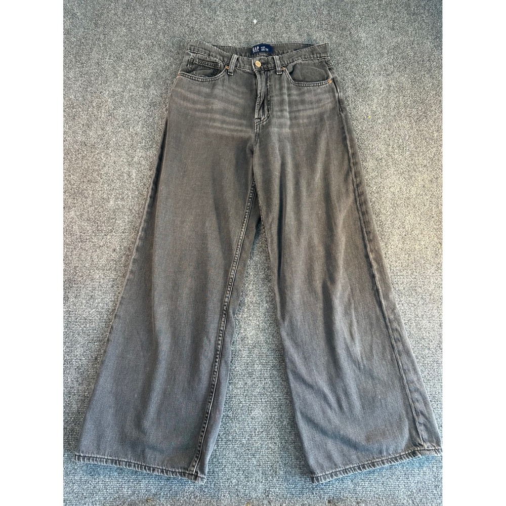 Gap Womens High Rise Wide Leg Jeans Washed Black Denim 6/28R Baggy Y2k Skater